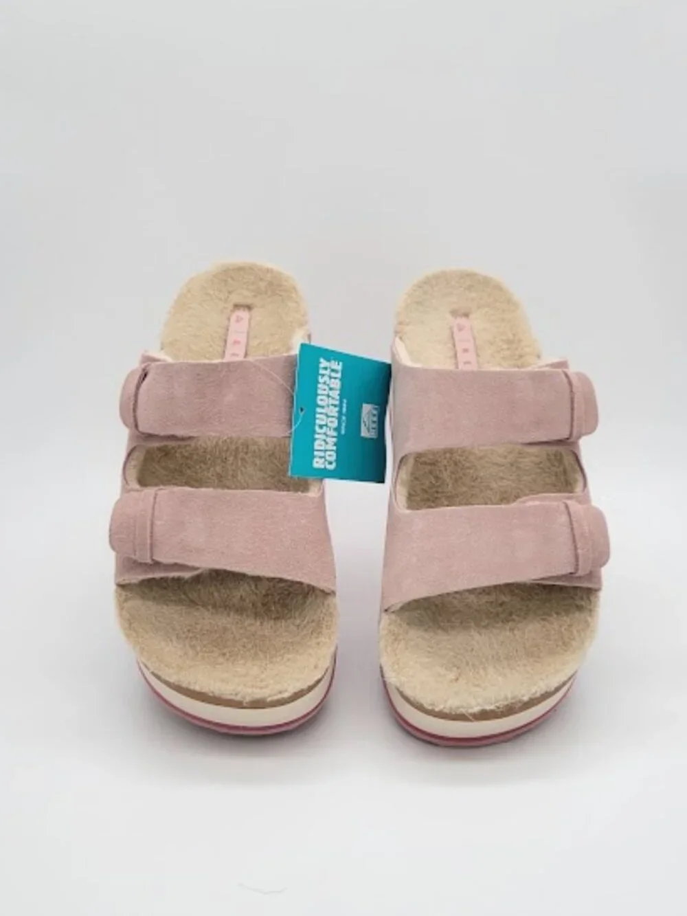REEF Ojai Ciara Women’s pale mauve Suede Platform Slide Sandals Size 7 NWOB